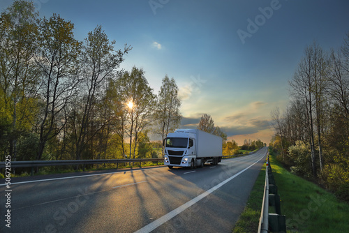 Wallpaper Mural Landscape with a moving truck at sunset  Torontodigital.ca