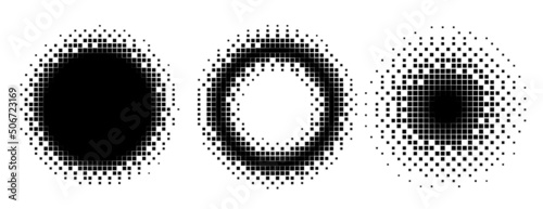 Fotografie, Obraz pixel circles and frames halftone style set