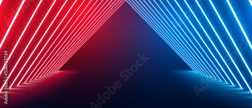 Slika na platnu perspective neon floor stage in red and blue color