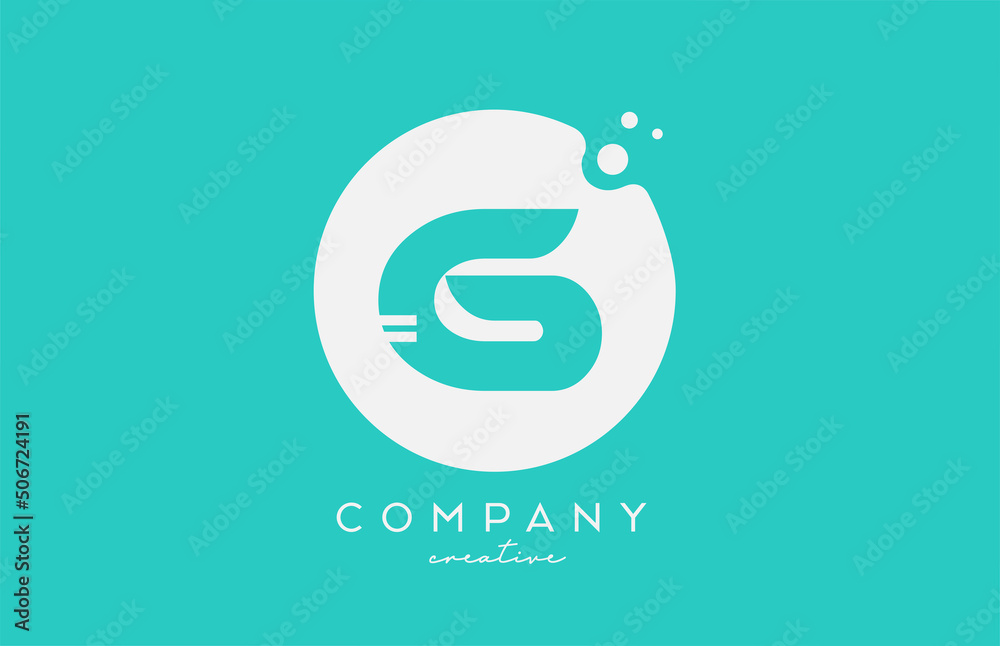cyan G green circle alphabet letter logo icon design with dots. Creative template for business and company