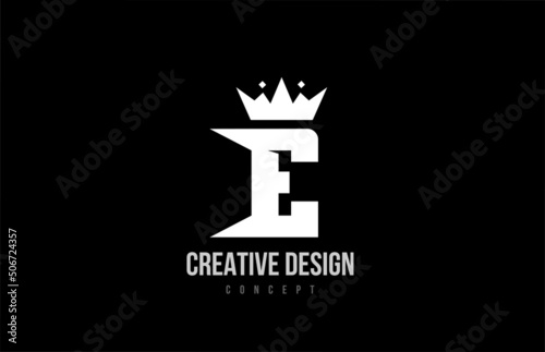 E alphabet letter logo icon design with king crown. Creative template for business and company