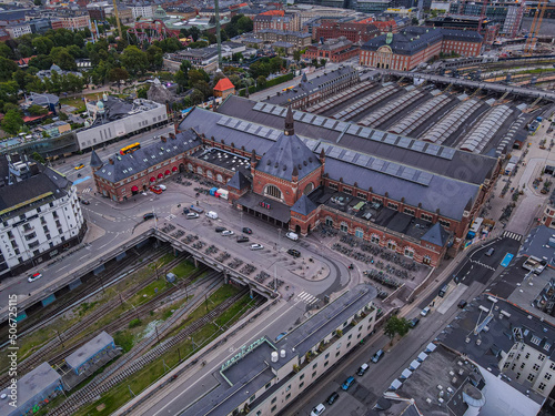 Beautiful aerial view of the delish city of Copenhagen the capital of Denmark, it's impressive historical architecture and skyscrapers