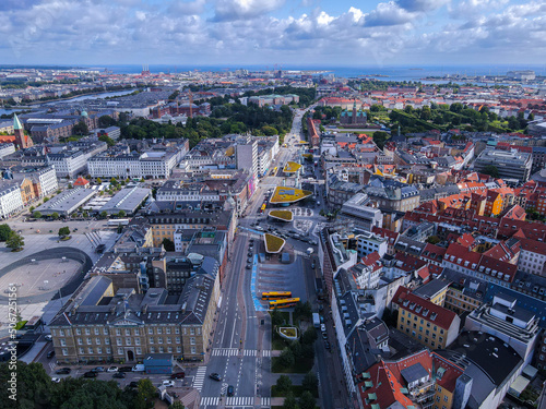 Beautiful aerial view of the delish city of Copenhagen the capital of Denmark, it's impressive historical architecture and skyscrapers © Gian