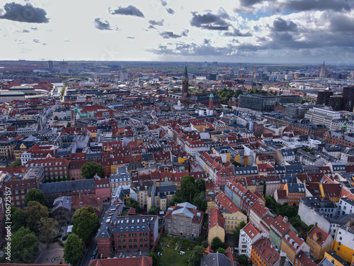 Beautiful aerial view of the delish city of Copenhagen the capital of Denmark, it's impressive historical architecture and skyscrapers © Gian