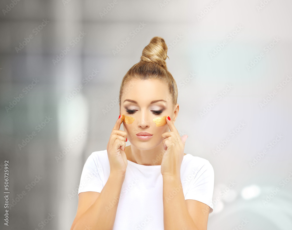 Magic anti-aging cream.Applying the cream Magic anti-aging cream.Applying the cream