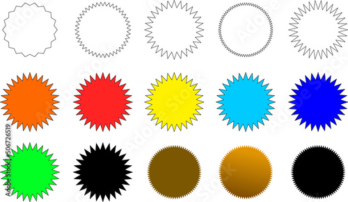 普通のギザギザ吹き出し円セット