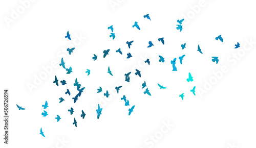 A flock of blue birds. Vector illustration
