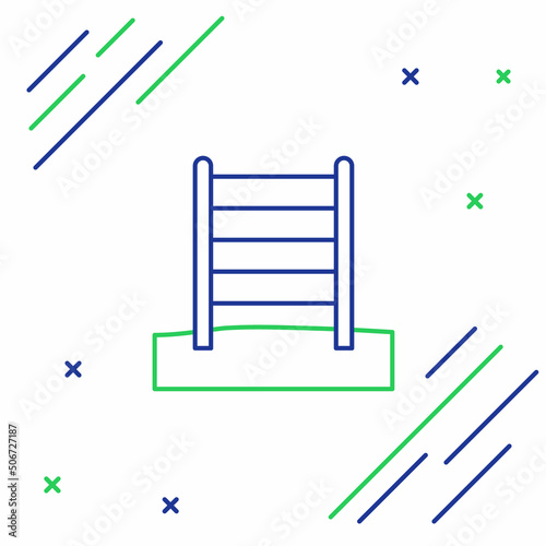 Line Wooden Swedish wall icon isolated on white background. Swedish stairs. Colorful outline concept. Vector