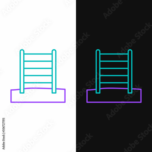 Line Wooden Swedish wall icon isolated on white and black background. Swedish stairs. Colorful outline concept. Vector