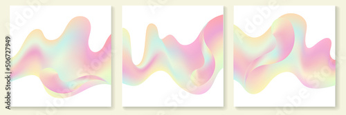 Hologram beauty social media background. Abstract iridescent pink vector template. Holographic gradient liquid illustration. Spa poster layout, square frame post, wellness set, romantic backdrop