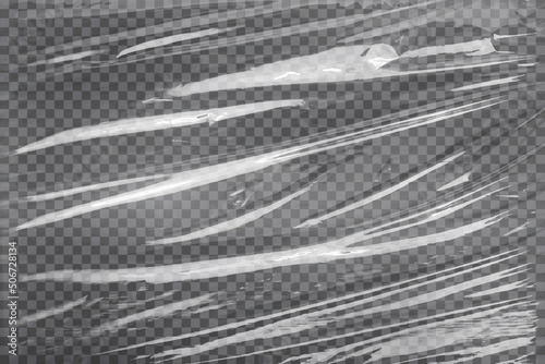 Realistic plastic wrap texture . Stretched polyethylene cover