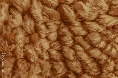 Realistic vector illustration short smooth beige llama fur texture in the form of a knitted product. Close-up
