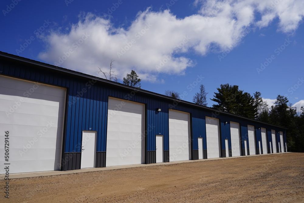 Fototapeta premium White and Blue storage units are being used by the community