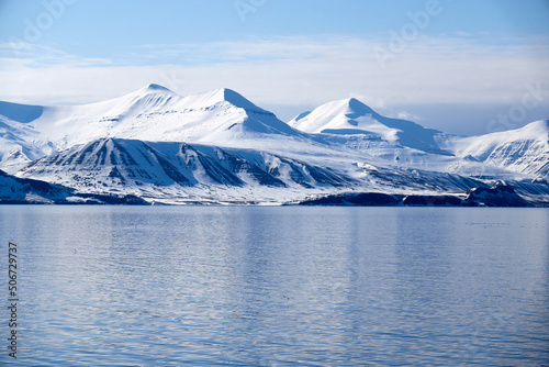 Wallpaper Mural Svalbard. Snow in late spring. Midnight sun. Snowmobiles and Boats. Sun and clouds. Glaciers. North Pole. Ice and Iceberg. Ice caves. Reindeers. Norway. Torontodigital.ca