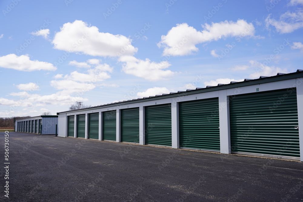 Green door storage units for the community to use. Green door storage units for the community to use.