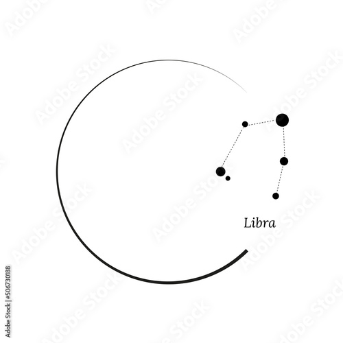 Round frame, wreath and Zodiac sign Libra. Vector illustration for advertising design, astrological, esoteric, magical seances, personality research