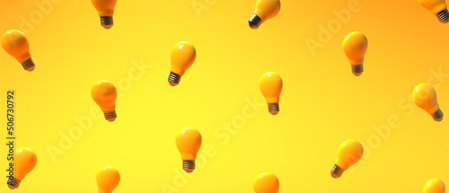 Idea light bulb pattern on a colored background - 3D render