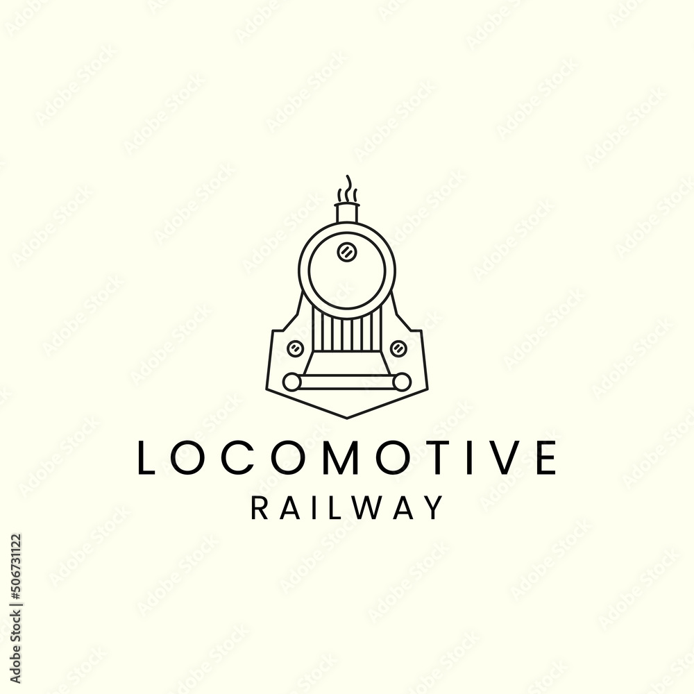 train travel with line art style logo icon template design. locomotive, transportation , railway, vector illustration