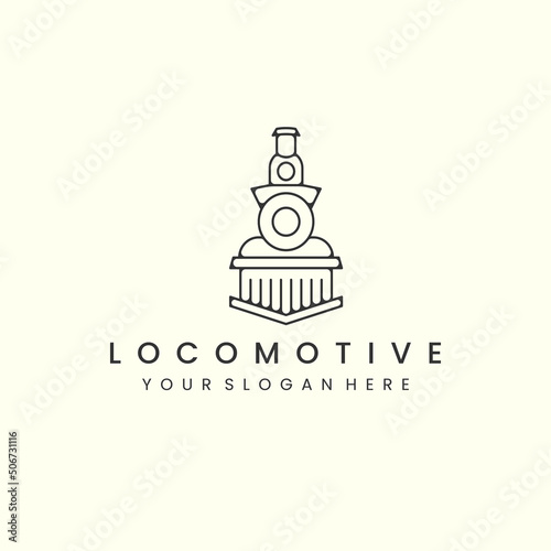 locomotive with line art style logo icon template design. train, transportation , railway, vector illustration
