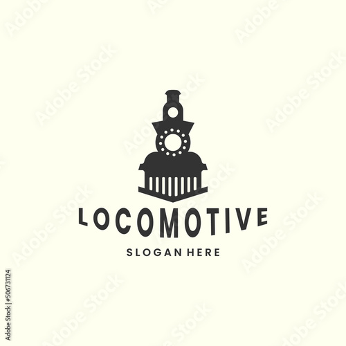 locomotive with vintage style logo icon template design. train, transportation , railway, vector illustration