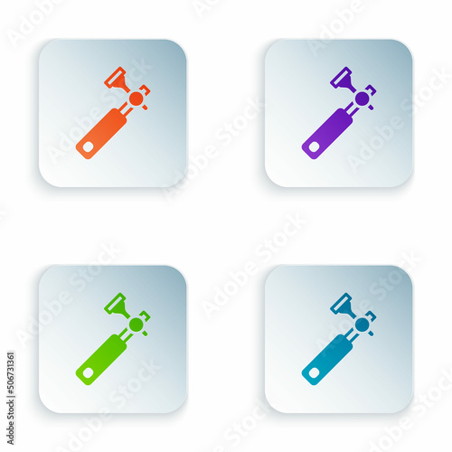 Color Jewelers lupe for diamond grading with dimond icon isolated on white background. Set colorful icons in square buttons. Vector