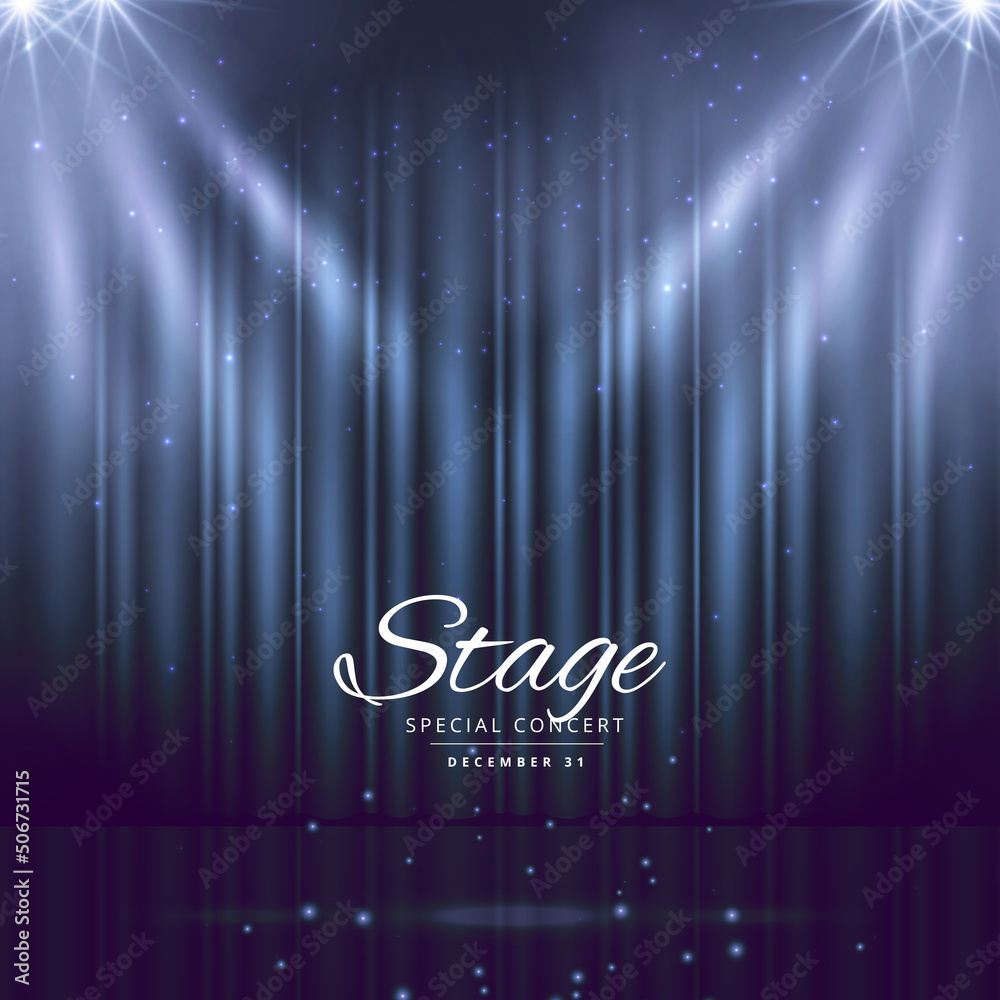 blue stage background with closed curtains - obrazy, fototapety, plakaty 