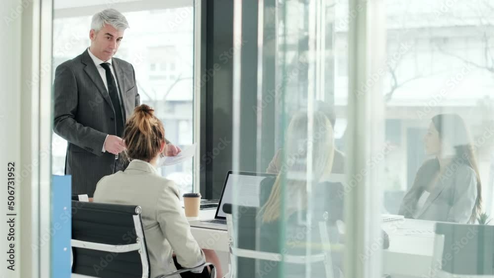 Video of successful business team doing a meeting to talk about work in a modern startup. Video of successful business team doing a meeting to talk about work in a modern startup.