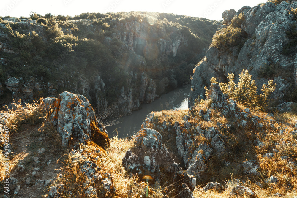 Obraz premium rocky landscape with the drini river in the region of Gjakova, Kosovo