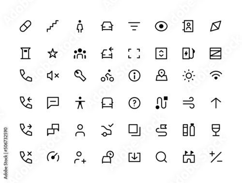 Transportation line icons set UI app and website Icon set ride, ride sharing, taxi cab, food delivery, transportation network company, Mobile app, website.