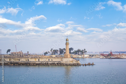 View of the Montaza Lighthouse of Alexandria in Alexandria, Egypt