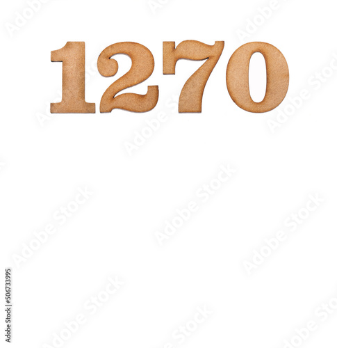 Obraz na plátně Number 1270 in wood, isolated on white background