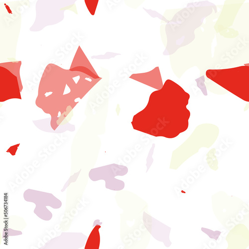 Terrazzo seamless pattern. Red realistic marble