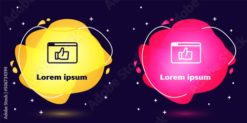 Set line Consumer or customer product rating icon isolated on blue background. Abstract banner with liquid shapes. Vector