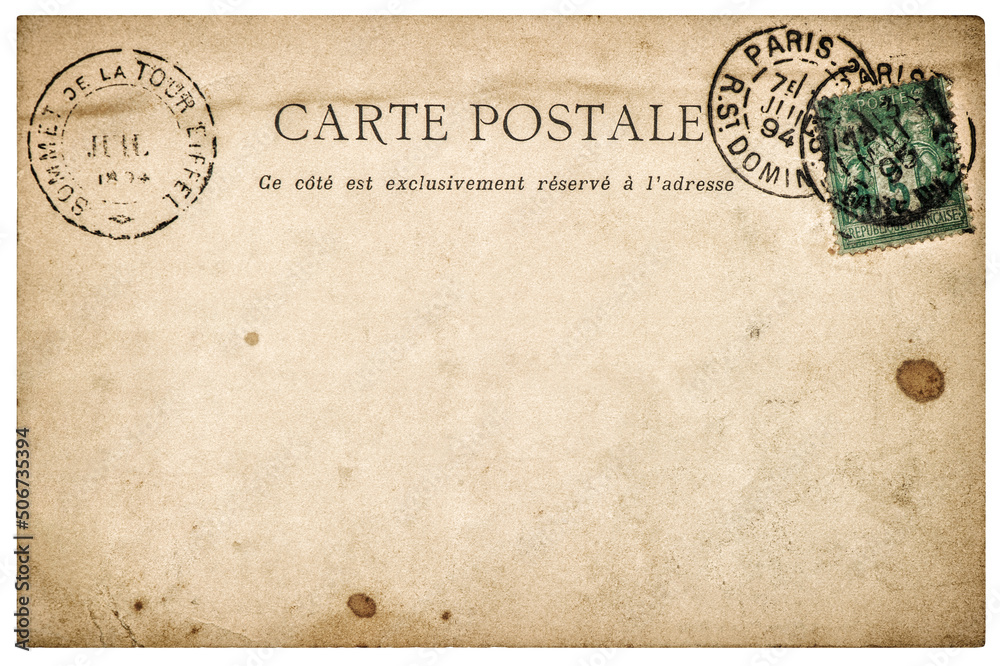 Vintage Postcard Letter Stamp Isolated Used Paper Background Stock Photo by  ©LiliGraphie 575077046
