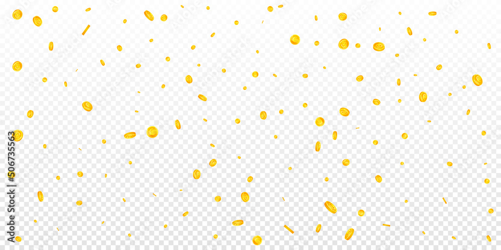 Fototapeta premium European Union Euro coins falling. Gorgeous scattered EUR coins. Europe money. Unique jackpot, wealth or success concept. Vector illustration.