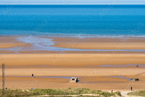 The beach of Normandie, sandy beach at summer