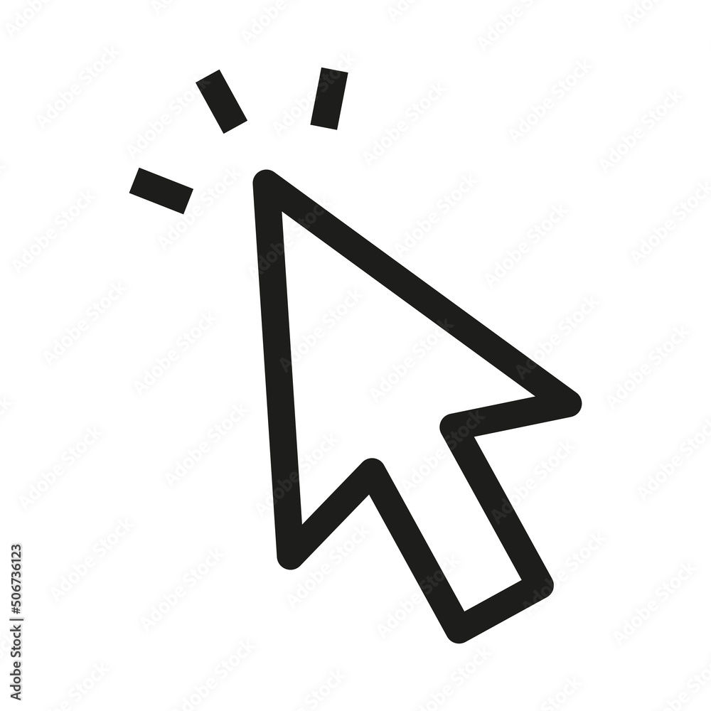 Click or cursor icon in outline style on white background. Click or cursor icon in outline style on white background.