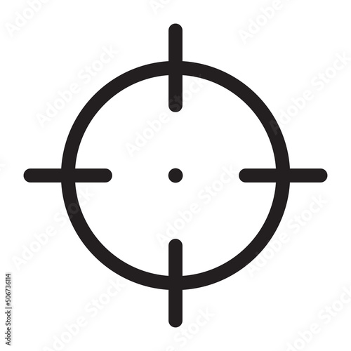 Target icon in outline style on white background.