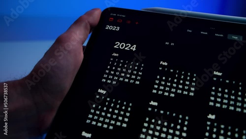 tablet with calendar on screen