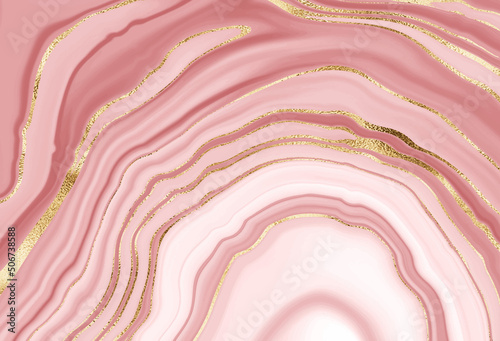 Agate geode stone background  print design with natural mineral texture and gold veins.