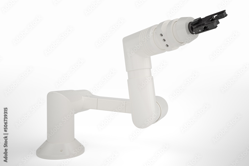 A Industrial Robot Arm isolated on white background. 3D illustration. A Industrial Robot Arm isolated on white background. 3D illustration.