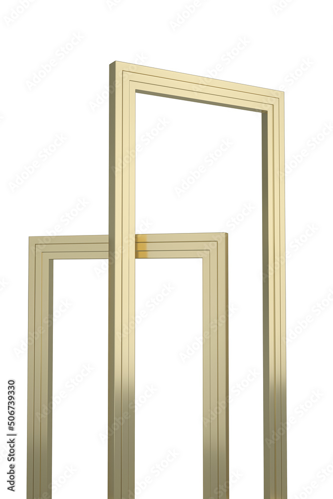 abstract concept illustration golden border isolated on white background. 3D illustration. 3d render abstract concept illustration golden border isolated on white background. 3D illustration. 3d render