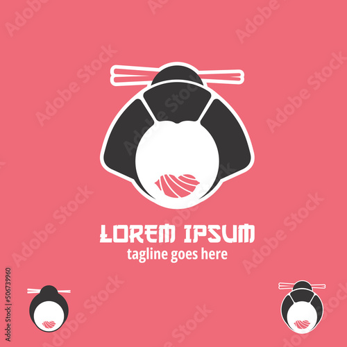Geisha Sushi symbol illustration. a concept that combine Geisha and Sushi, traditional japanese food