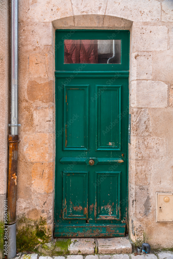Old and beautiful green door