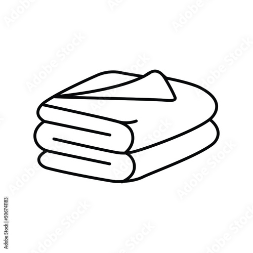 Towel icon. Folded towel, blanket, sheet, bathroom concept. Simple outline style. Thin line vector illustration isolated on white background. EPS 10.