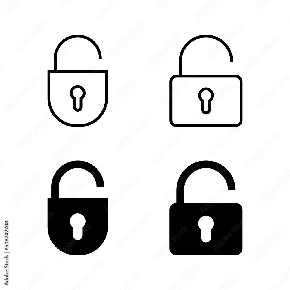 Unlock icons vector. Unlock sign and symbol. unlocked padlock icon