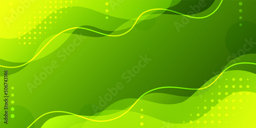 Abstract liquid neon memphis banner green cover. Bright color fluid backdrop wallpaper business card web banner design geometric free form melted gradient billboard ads hipster cyber trendy vector