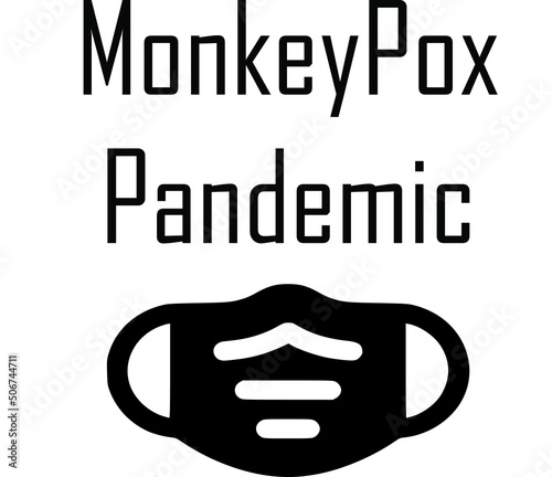 MONKEYPOX VIRUS. Monkeypox is a zoonotic viral disease that can infect nonhuman primates, rodents, and some other mammals. Virus design with text. Horizontal illustration.