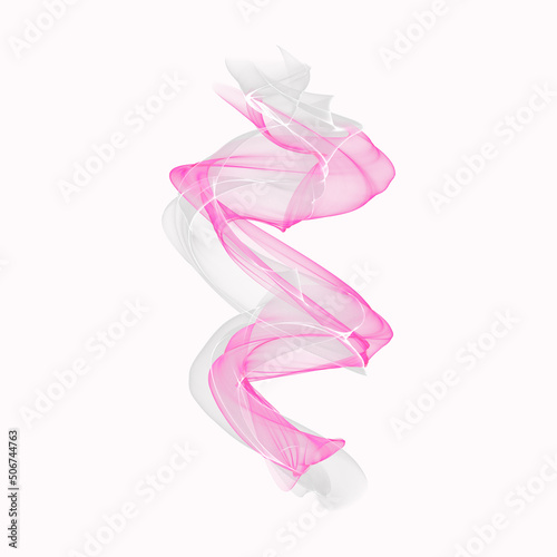 Abstract transparent figure. Aerial flying flame, smoke, bright colored fog