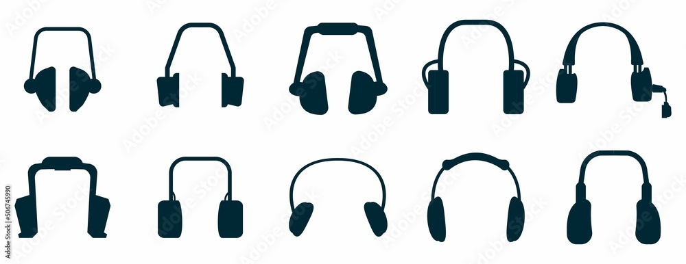 variety of headphone icon set - obrazy, fototapety, plakaty 